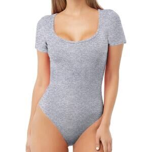 Woman's Scoop Neck Short Sleeved T-shirt Bodysuit